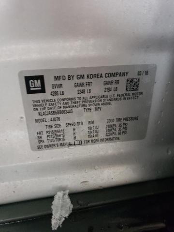 KL4CJASB5GB663443 - 2016 BUICK ENCORE SILVER photo 12