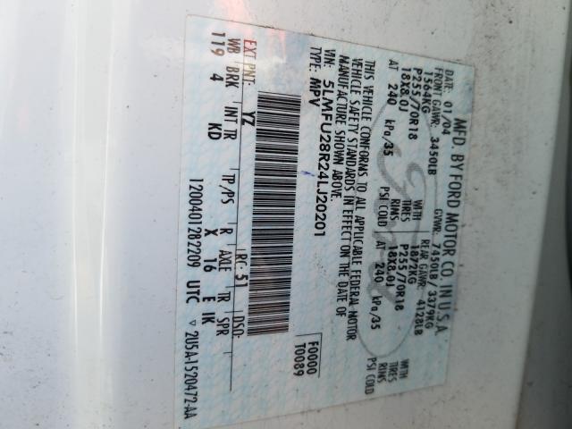 5LMFU28R24LJ20201 - 2004 LINCOLN NAVIGATOR  照片 10