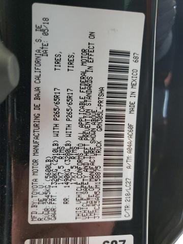 3TMCZ5AN5JM158875 - 2018 TOYOTA TACOMA DOUBLE CAB 黑色 照片 12