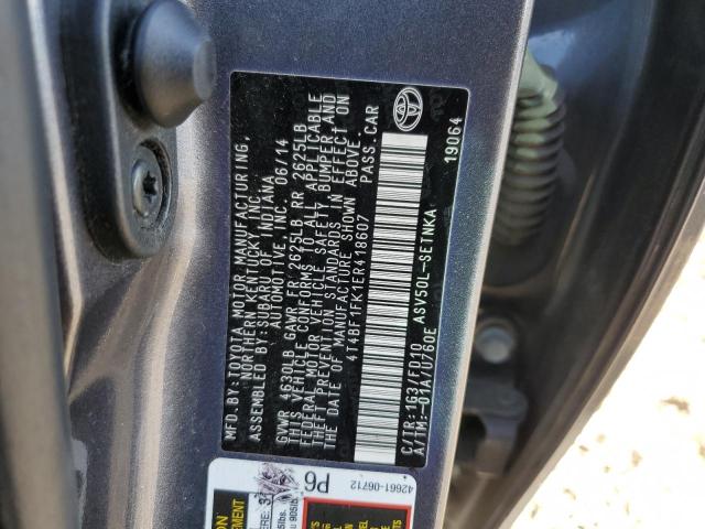 4T4BF1FK1ER418607 - 2014 TOYOTA CAMRY L GRAY photo 12