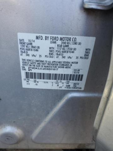 2FMDK3JC2EBB51817 - 2014 FORD EDGE SEL SILVER photo 13