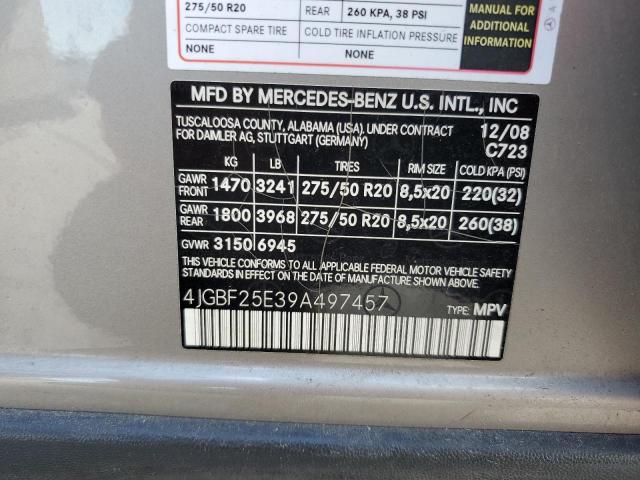 4JGBF25E39A497457 - 2009 MERCEDES-BENZ GL SILVER photo 13