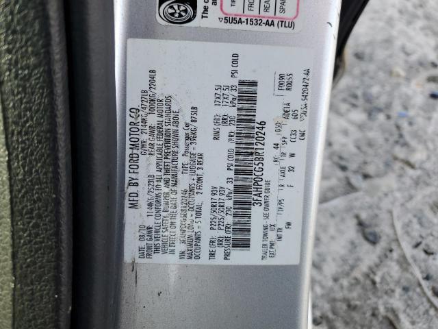 3FAHP0CG5BR120246 - 2011 FORD FUSION SEL SILVER photo 12