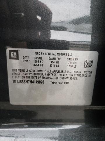 1G1JB5SH7H4149078 - 2017 CHEVROLET SONIC LS 灰色 照片 12