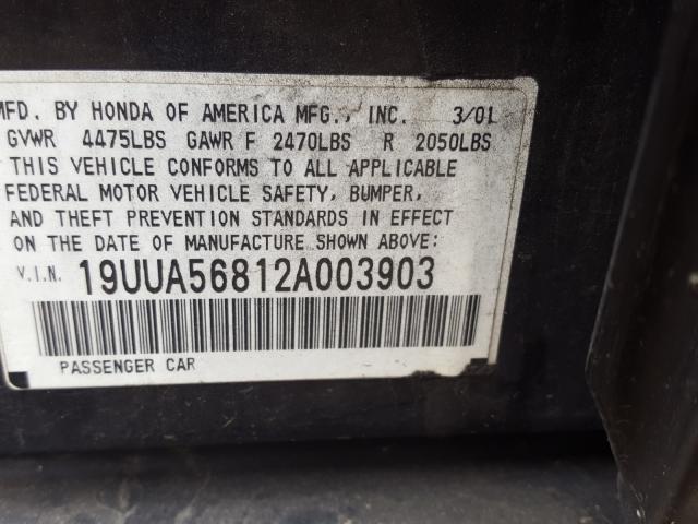 19UUA56812A003903 - 2002 ACURA 3.2TL TYPE-S  photo 10