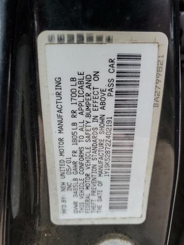 1Y1SK52872Z402191 - 2002 CHEVROLET GEO PRIZM BASE BLACK photo 12