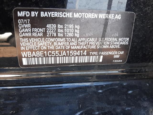 WBA8E1C55JA159414 - 2018 BMW 330E Чорний фото 12