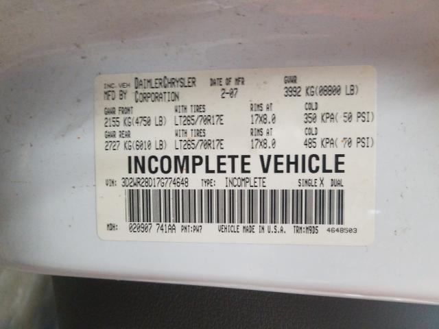 3D2WR28D17G774648 - 2007 DODGE RAM 2500 ST  photo 10