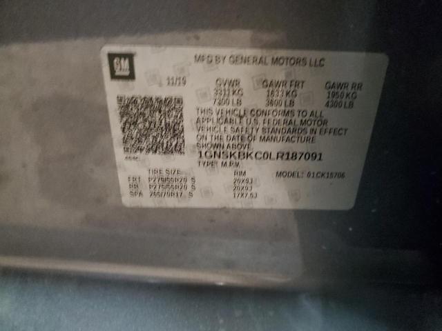 1GNSKBKC0LR187091 - 2020 CHEVROLET TAHOE K1500 LT GRAY photo 13