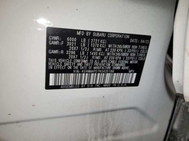 4S4WMAPD1N3435186 - 2022 SUBARU ASCENT LIMITED WHITE photo 14