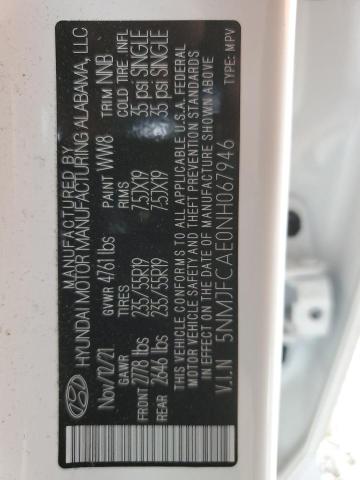 5NMJFCAE0NH067946 - 2022 HYUNDAI TUCSON SEL WHITE photo 14