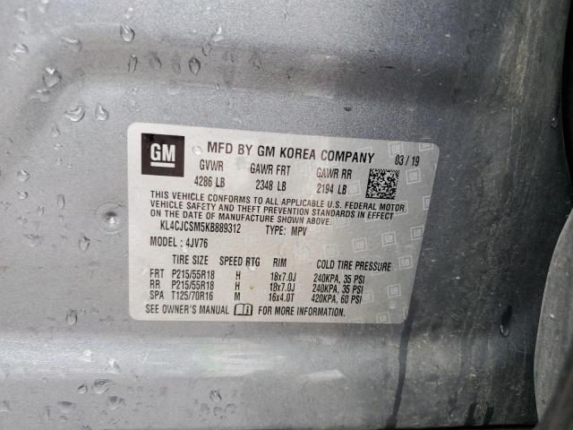 KL4CJCSM5KB889312 - 2019 BUICK ENCORE ESSENCE GRAY photo 13