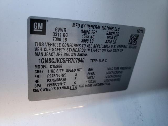 1GNSCJKC5FR707040 - 2015 CHEVROLET SUBURBAN C1500 LT SILVER photo 12