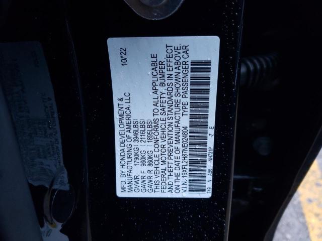 19XFL2H87NE024804 - 2022 HONDA CIVIC SPORT 黑色 照片 12