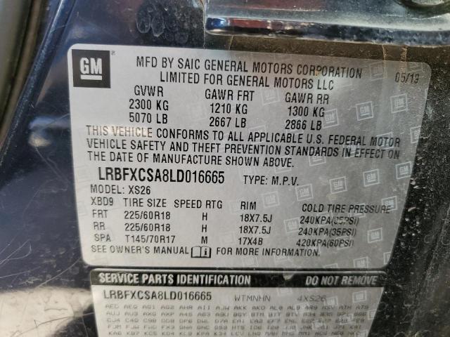 LRBFXCSA8LD016665 - 2020 BUICK ENVISION ESSENCE შავი ფოტო 13