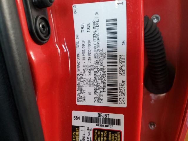 5TFRM5F14FX090777 - 2015 TOYOTA TUNDRA DOUBLE CAB SR/SR5 RED photo 12