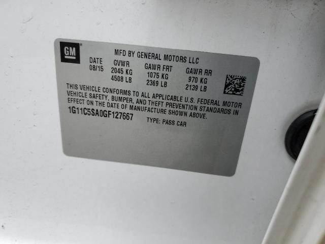 1G11C5SA0GF127667 - 2016 CHEVROLET MALIBU LIM LT 白色 照片 12