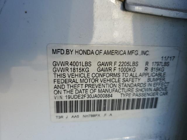 19UDE2F30JA000884 - 2018 ACURA ILX BASE WATCH PLUS WHITE photo 12