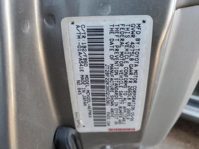 JT2BF22K3X0216381 - 1999 TOYOTA CAMRY LE GRAY photo 12