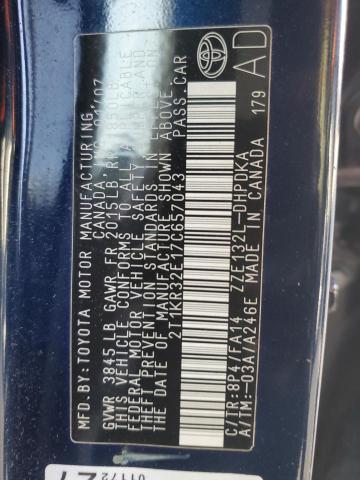 2T1KR32E17C657043 - 2007 TOYOTA COROLLA MA XR BLUE photo 12