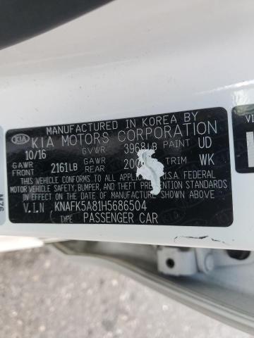 KNAFK5A81H5686504 - 2017 KIA FORTE LX WHITE photo 12