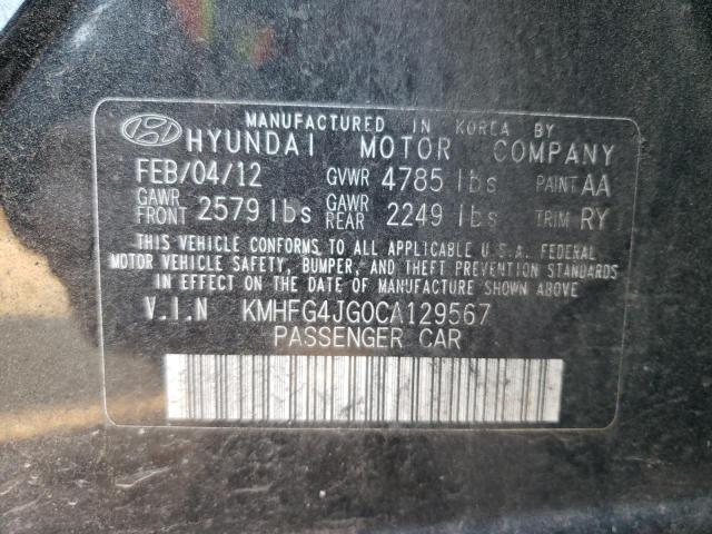 KMHFG4JG0CA129567 - 2012 HYUNDAI AZERA GLS BLACK photo 13