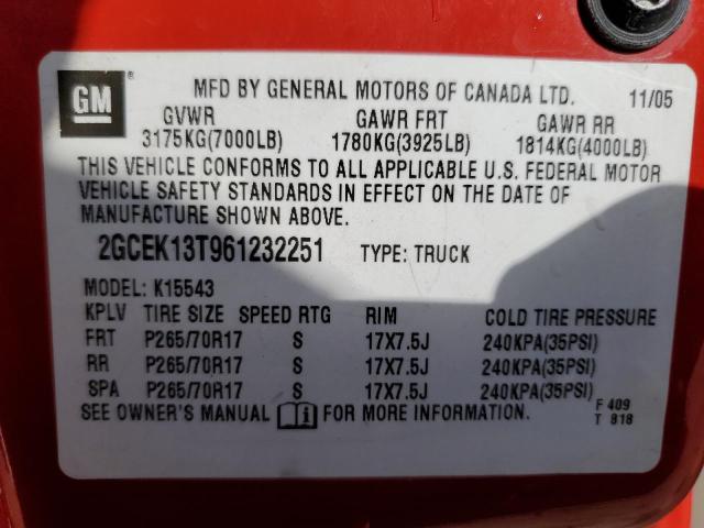 2GCEK13T961232251 - 2006 CHEVROLET SILVERADO K1500 RED photo 12