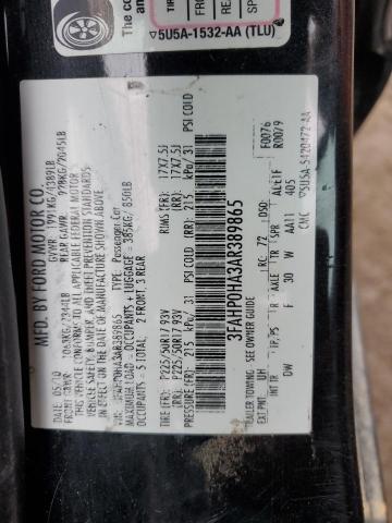 3FAHP0HA3AR389865 - 2010 FORD FUSION SE BLACK photo 13