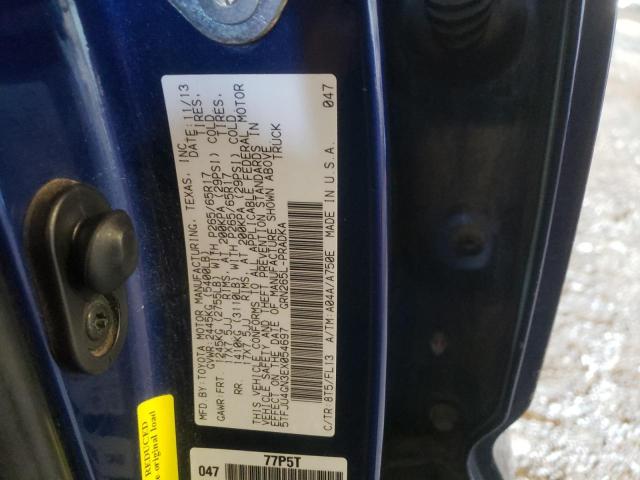 5TFJU4GN3EX054697 - 2014 TOYOTA TACOMA DOUBLE CAB PRERUNNER BLUE photo 12