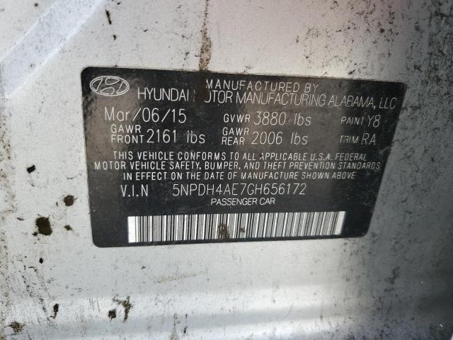 5NPDH4AE7GH656172 - 2016 HYUNDAI ELANTRA SE SILVER photo 12