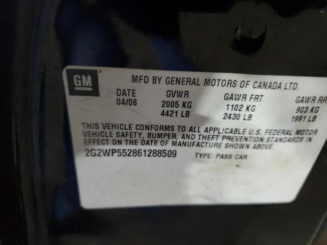 2G2WP552861288509 - 2006 PONTIAC GRAND PRIX BLACK photo 12