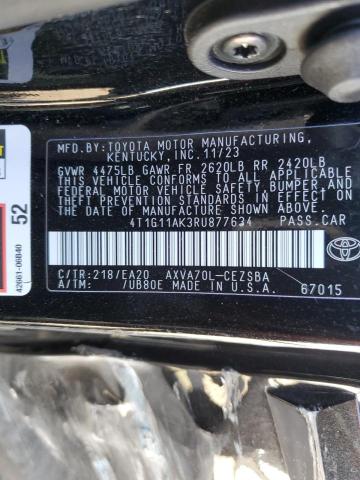 4T1G11AK3RU877634 - 2024 TOYOTA CAMRY SE NIGHT SHADE BLACK photo 12