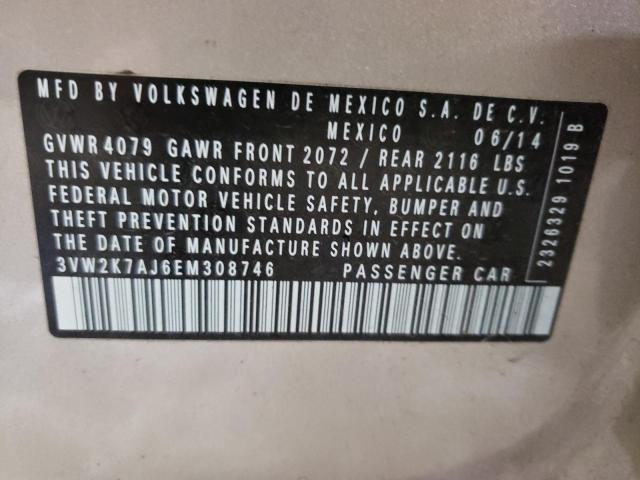 3VW2K7AJ6EM308746 - 2014 VOLKSWAGEN JETTA BASE Qəhvəyi foto 12