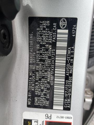 4T1BF1FKXEU437375 - 2014 TOYOTA CAMRY L SILVER photo 13