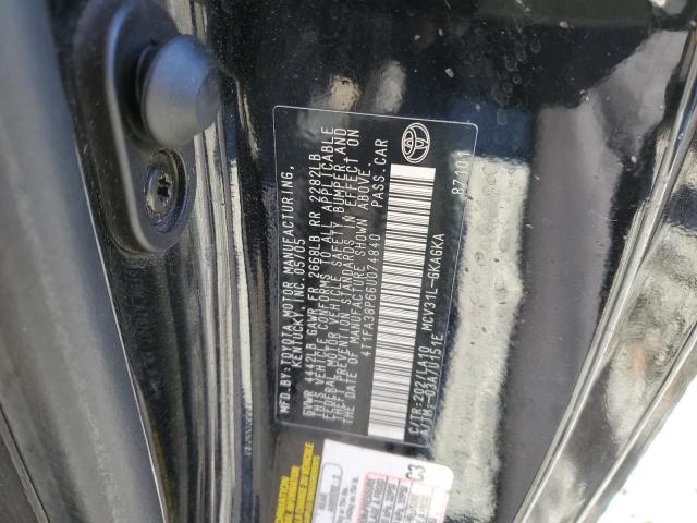 4T1FA38P66U074840 - 2006 TOYOTA CAMRY SOLA SE BLACK photo 12