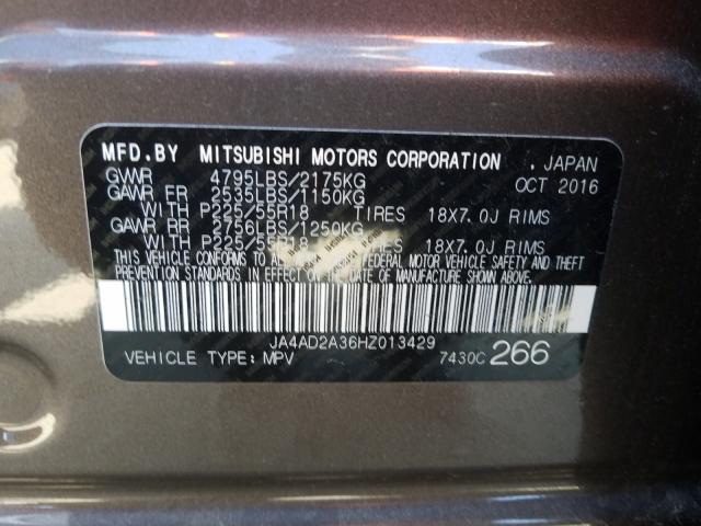 JA4AD2A36HZ013429 - 2017 MITSUBISHI OUTLANDER ES  ფოტო 10