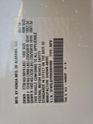 5FNRL6H99KB004900 - 2019 HONDA ODYSSEY ELITE Blanco foto 13