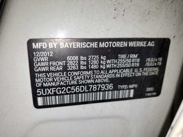 5UXFG2C56DL787936 - 2013 BMW X6 XDRIVE35I WHITE photo 13