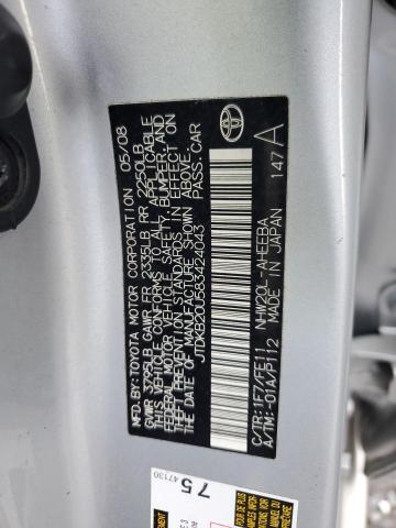 JTDKB20U583424043 - 2008 TOYOTA PRIUS SILVER photo 12