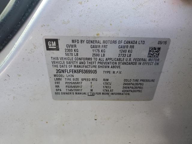 2GNFLFEK6F6369905 - 2015 CHEVROLET EQUINOX LT GRAY photo 13