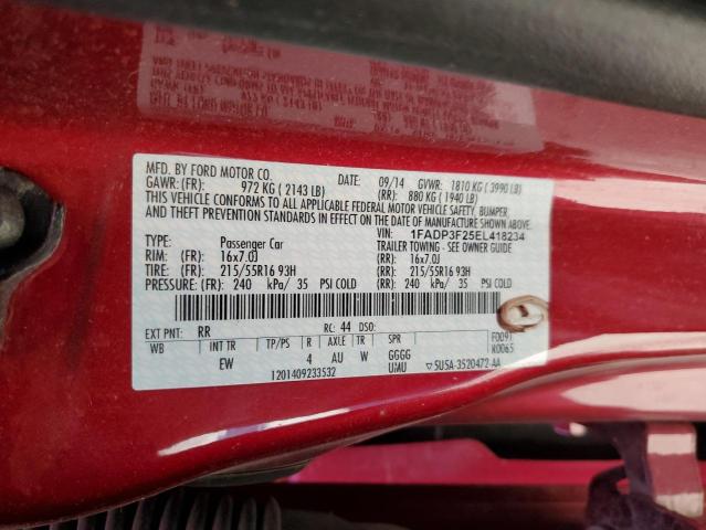 1FADP3F25EL418234 - 2014 FORD FOCUS SE RED photo 13