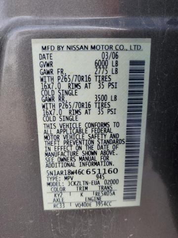 5N1AR18W46C651160 - 2006 NISSAN PATHFINDER LE ნაცრისფერი ფოტო 13