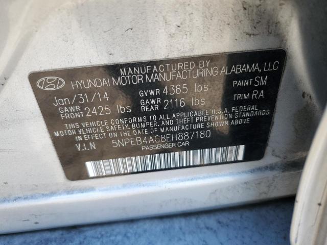 5NPEB4AC8EH887180 - 2014 HYUNDAI SONATA GLS SILVER photo 12