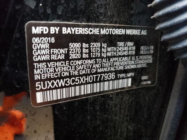 5UXXW3C5XH0T77936 - 2017 BMW X4 XDRIVE28I BLACK photo 12