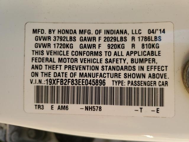 19XFB2F83EE045896 - 2014 HONDA CIVIC EX WHITE photo 13