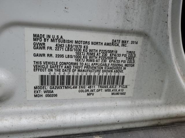 4A4AP3AU4EE028633 - 2014 MITSUBISHI OUTLANDER ES 白色 照片 13