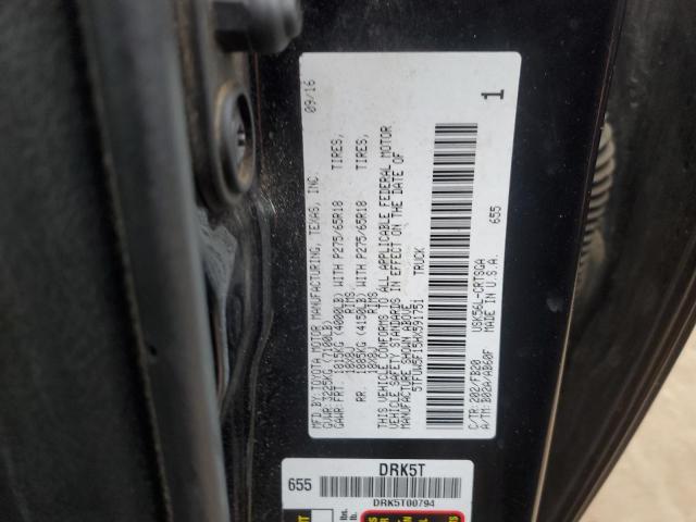 5TFUW5F15HX591751 - 2017 TOYOTA TUNDRA DOUBLE CAB SR/SR5 BLACK photo 12