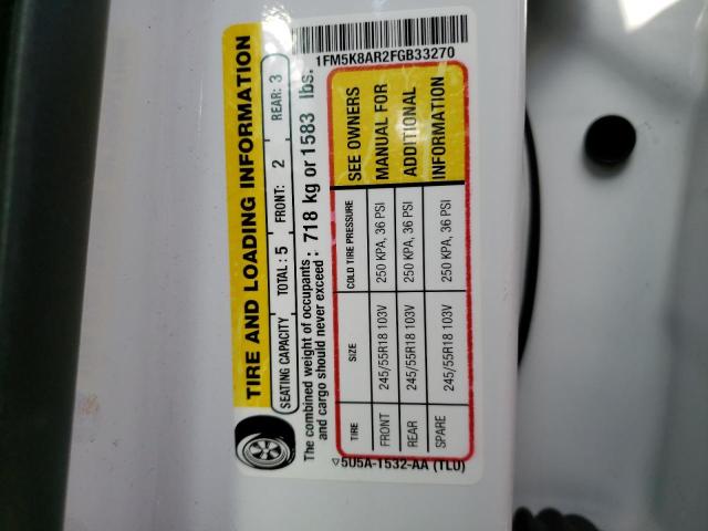 1FM5K8AR2FGB33270 - 2015 FORD EXPLORER POLICE INTERCEPTOR WHITE photo 14