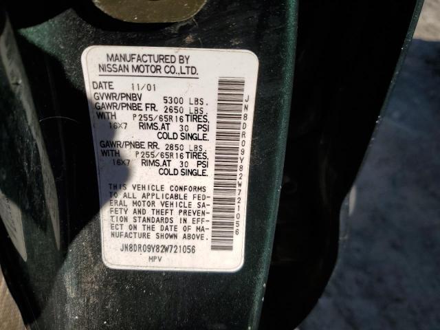 JN8DR09Y82W721056 - 2002 NISSAN PATHFINDER LE GREEN photo 13