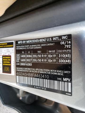 4JGDA5HB8FA463410 - 2015 MERCEDES-BENZ ML 350 4MATIC SILVER photo 13